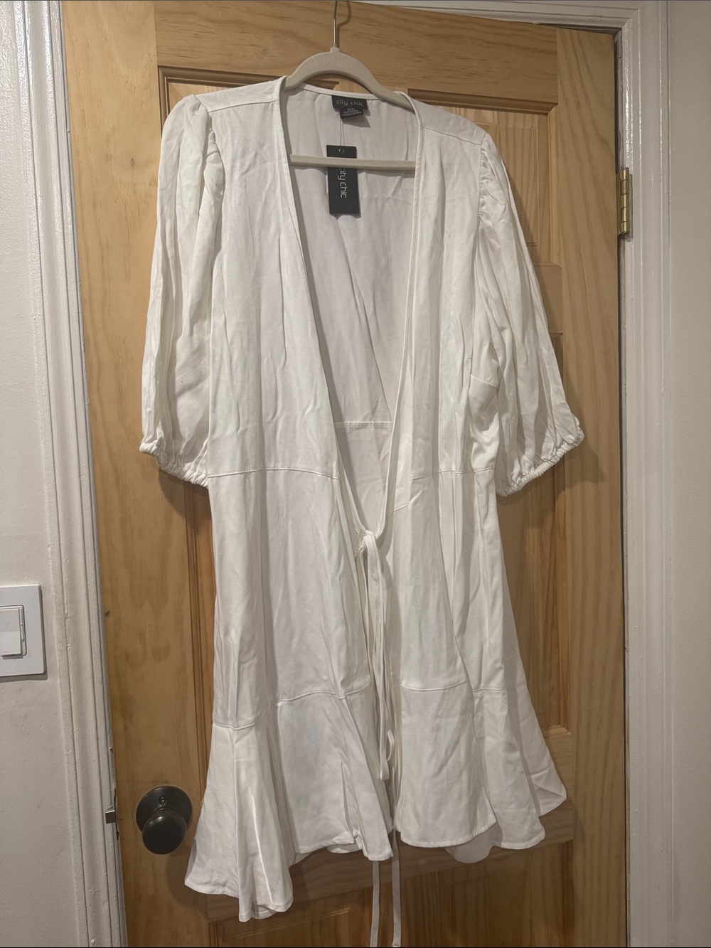 City Chic White Flowing Wrap Dress